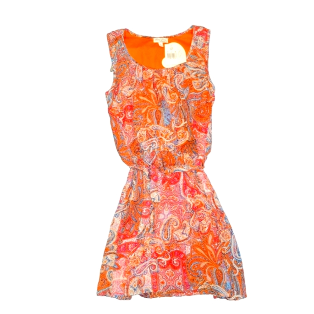 Lots of love coral paisley dress jr large or womens medium nwt
